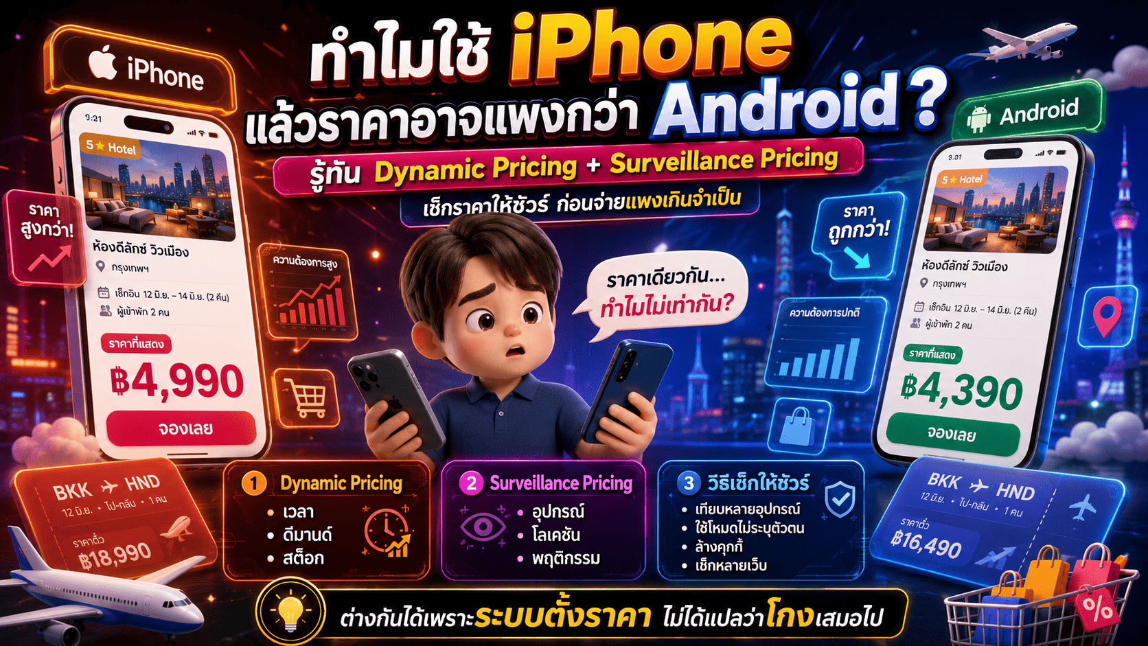 ทำไมใช้ iPhone แล้วราคาตั๋ว/โรงแรม/สินค้าอาจแพงกว่า Android? รู้ทัน ...